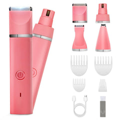 Veeconn dog grooming clippers kit pink front view, cordless ease for quick on-the-go grooming.