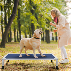 Veehoo chew-proof bed with Textilene mesh provides breathable comfort on hot days.