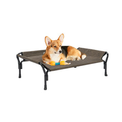 Veehoo medium elevated dog bed with guardrail for secure lounging indoors or outdoors