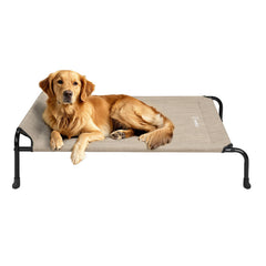 Veehoo Original Elevated Dog Cot Bed frame shown for outdoor durability and stability.