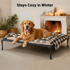 Veehoo outdoor elevated dog bed frame demonstrates stable three-way connector