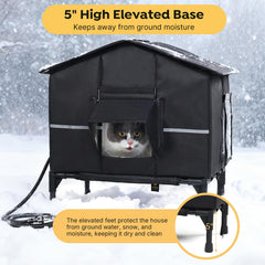 Veehoo heated cat house interior highlights cozy insulation for lasting warmth during chilly nights.