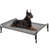Veehoo XL outdoor elevated dog bed full view demonstrates spacious raised cot for outdoor lounging.