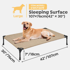 Veehoo elevated pet cot provides elevated comfort indoors or outdoors.