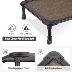 Veehoo bed no-slip-feet—stability on tile, wood, or grass.