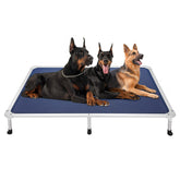 Veehoo chew-proof elevated bed with a silver aluminum frame for durable outdoor use.