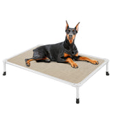Veehoo chew-proof elevated dog bed with silver frame for durable indoor use.