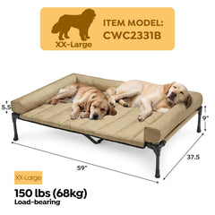 Veehoo bed with pillow-top bolster highlights neck support and secure fit.