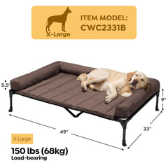 Veehoo cooling elevated dog bed XL side profile highlights sturdy frame and non-slip feet