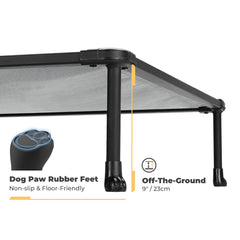 Veehoo cooling elevated pet cot mesh providing breathable airflow for hot days