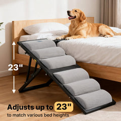 Veehoo dog ramp non-slip fabric keeps pets steady during climbs and reduces slips