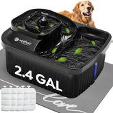 Veehoo dog water fountain with 2.4gal capacity for multi-pet households, reduces refills.