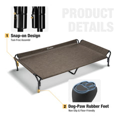 Veehoo elevated 8.2-inch off-ground design reduces joint pressure for resting dogs.