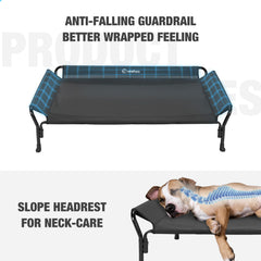 Veehoo guardrail detail emphasizes safety rails to prevent falls and keep blankets in place
