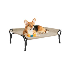 Veehoo medium elevated dog bed frame setup demonstrates sturdy build for quick assembly and reliable support.