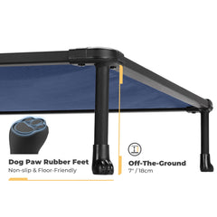 Veehoo metal frame dog cot shows durable chew-proof edges for lasting use.
