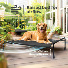 Veehoo Original elevated dog cot bed sturdy metal frame supports heavier pets outdoors