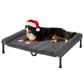 Veehoo Orthopedic Elevated Dog Bed plush bolster closeup shows neck support and soft fabric