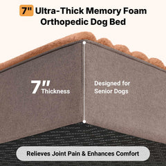 Veehoo memory foam bed showing 7-inch thick support for joints.