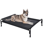 Veehoo outdoor elevated dog bed front view highlighting sturdy frame for large dogs.
