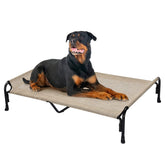 Veehoo XXL outdoor elevated dog bed shows durable powder-coated steel frame for outdoors