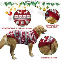 Vehomy dog Christmas sweater leash hole detail enables safe leash attachment during walks.