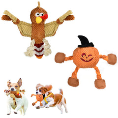 Vehomy Halloween pumpkin dog toy featuring a smiling face for festive playtime.