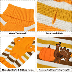 Vehomy Thanksgiving dog sweater patch-back showing seasonal embroidery for family gatherings