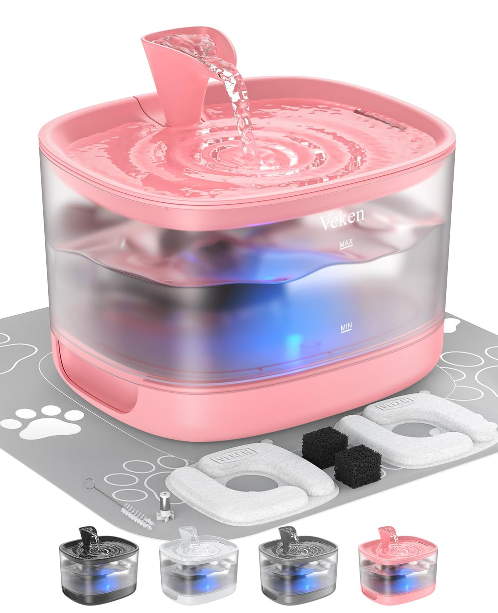 Veken cat water fountain full view with detachable tank for easy maintenance