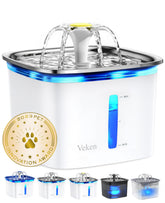 Veken cat water fountain with stainless steel lid, hygienic and pet-friendly design.