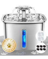 Veken stainless steel cat water fountain front view for durable hydration.
