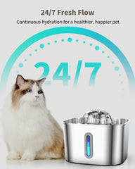 Vekonn cat water fountain removable flower-spout offers flowing or quiet drinking.