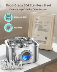Vekonn cat water fountain stainless steel spout delivers gentle, steady flow.