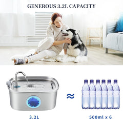 Vekonn Cat Water Fountain with water level window for easy refills.