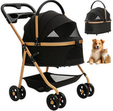 Velora pet-stroller folded-compact image shows easy storage and portability for trips.