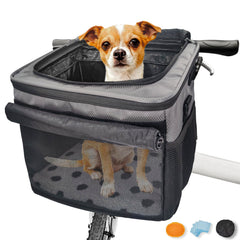 VeluXanipyr dog bike basket front view shows secure bike mounting for on-the-go adventures.