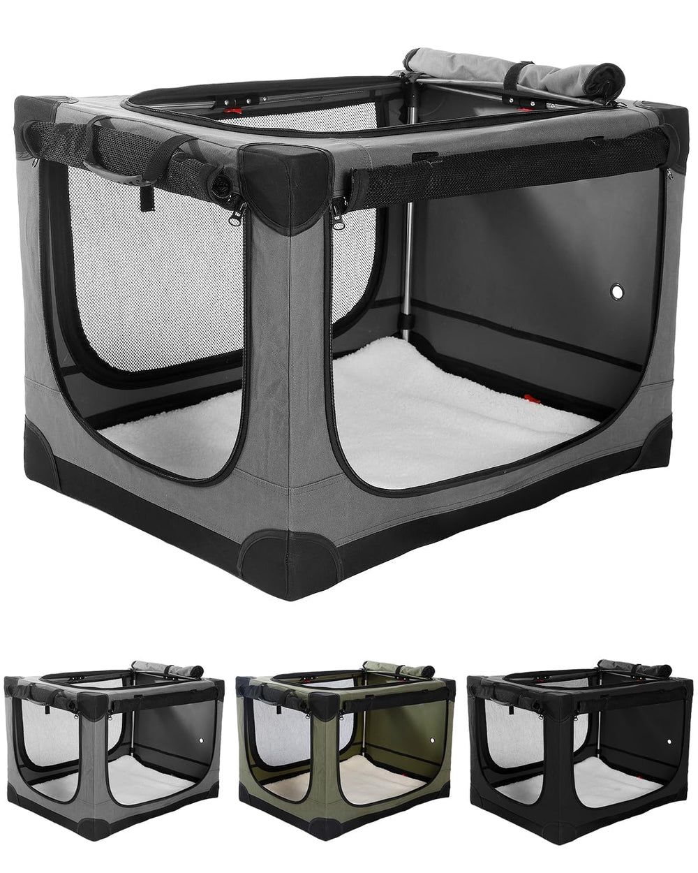 Veraste 30 inch collapsible dog crate folded for compact storage and travel-ready convenience