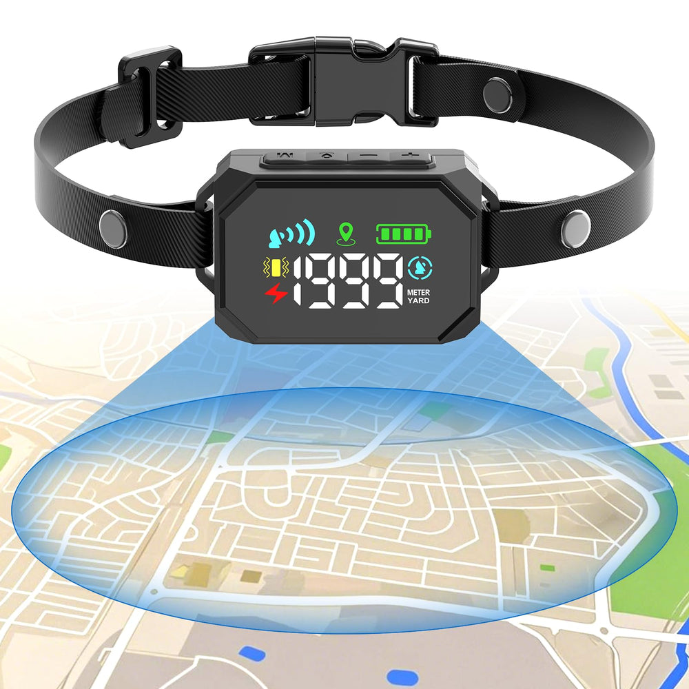 VERSMELO GPS wireless dog fence front view with collar ready for outdoor safety.
