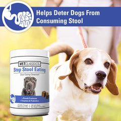 Vet Classics dog breath-freshener soft-chews highlights fresh breath and stool deterrence.