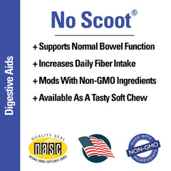 Vet Classics No Scoot pumpkin-flaxseed blend emphasizes fiber-rich ingredients for steady bowel function.