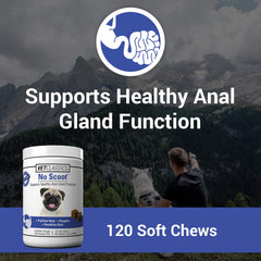 Vet Classics No Scoot soft chews image highlights convenient daily bites for anal glands and fiber.