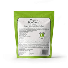 Vet One DuoClenz chews for large dogs back-view package highlights palatable poultry flavor.