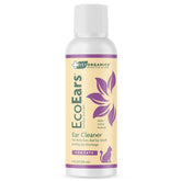 Vet Organics EcoEars cat ear cleaner bottle demonstrates natural multi-action formula for gentle cleansing and odor control.