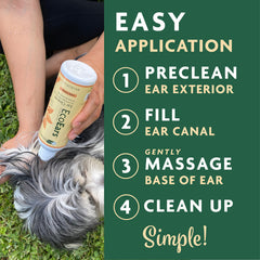 EcoEars massage at base of ear facilitates comfortable grooming sessions