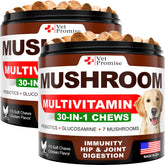Vet Promise 2-pack mushroom for dogs bottle front promotes immunity and daily wellness