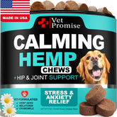Vet Promise masticables calmantes: bote listo para uso diario en casa.