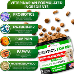 Vet Promise dog probiotics ingredients showcase natural prebiotics for improved gut flora.