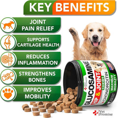 Vet Promise glucosamine dogs chews closeup highlights natural ingredients for joints