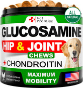 Vet Promise glucosamine dog packaging front highlights joint support and USA-made quality.
