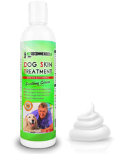 Vet Recommended dog dry skin cream bottle soothes irritated skin and calms hotspots.